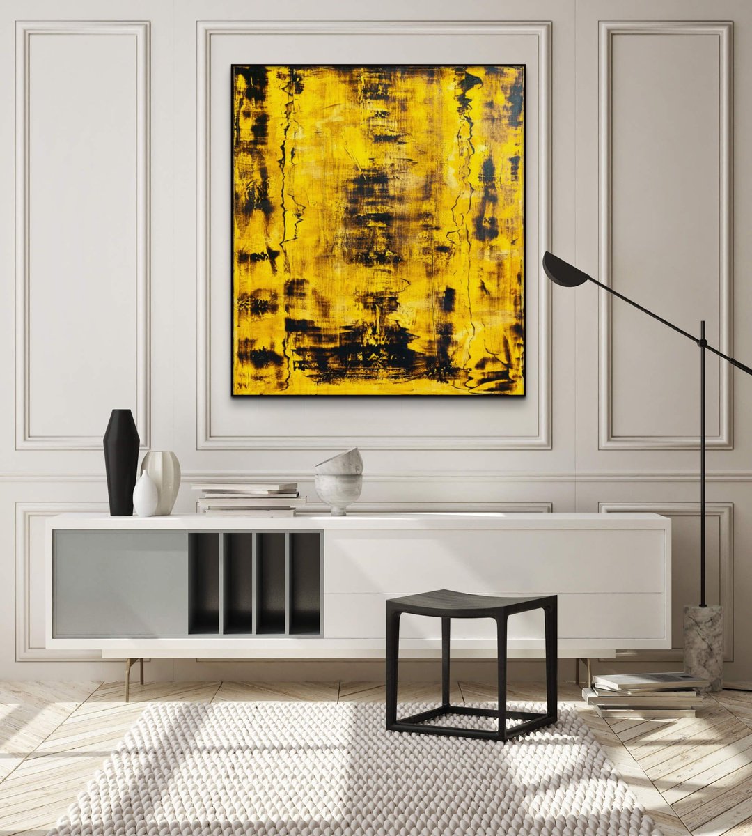 Expressive Abstract Acrylic Painting By Elide Pizzini, 28 X 32, The Force Is Strong Ii, Original Artwork