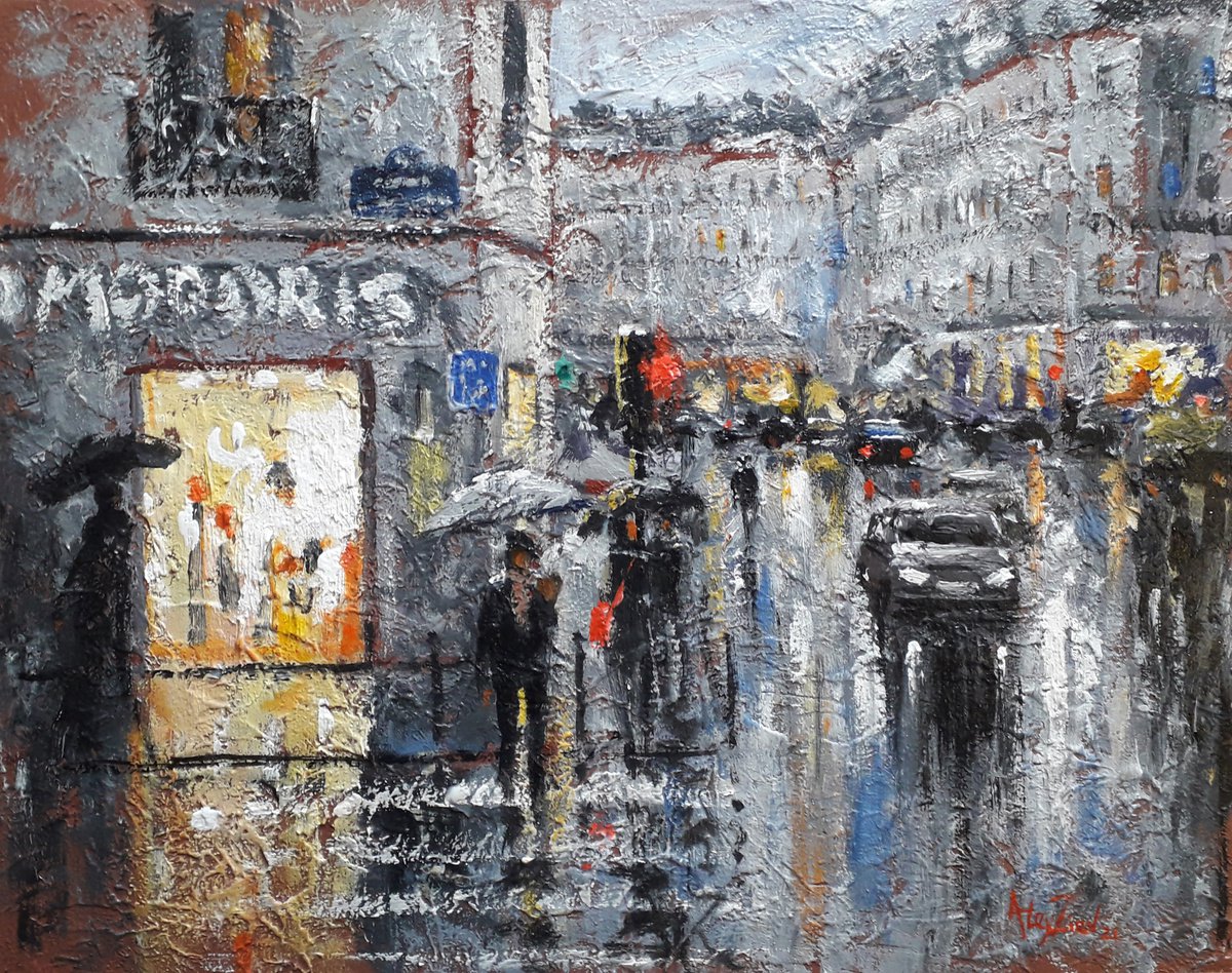 Urbanscape. Rain city. Modern impressionism by Alexander Zhilyaev