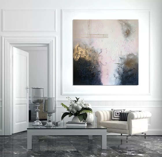 Indigo pink gold textured