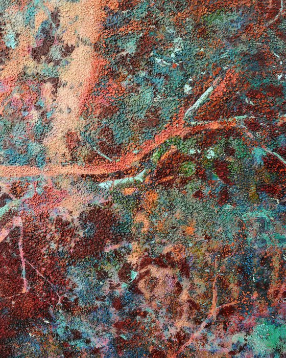 Oxidized burgundy tree leaves