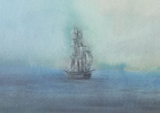 Two Old Sailing Ships in the Sea III