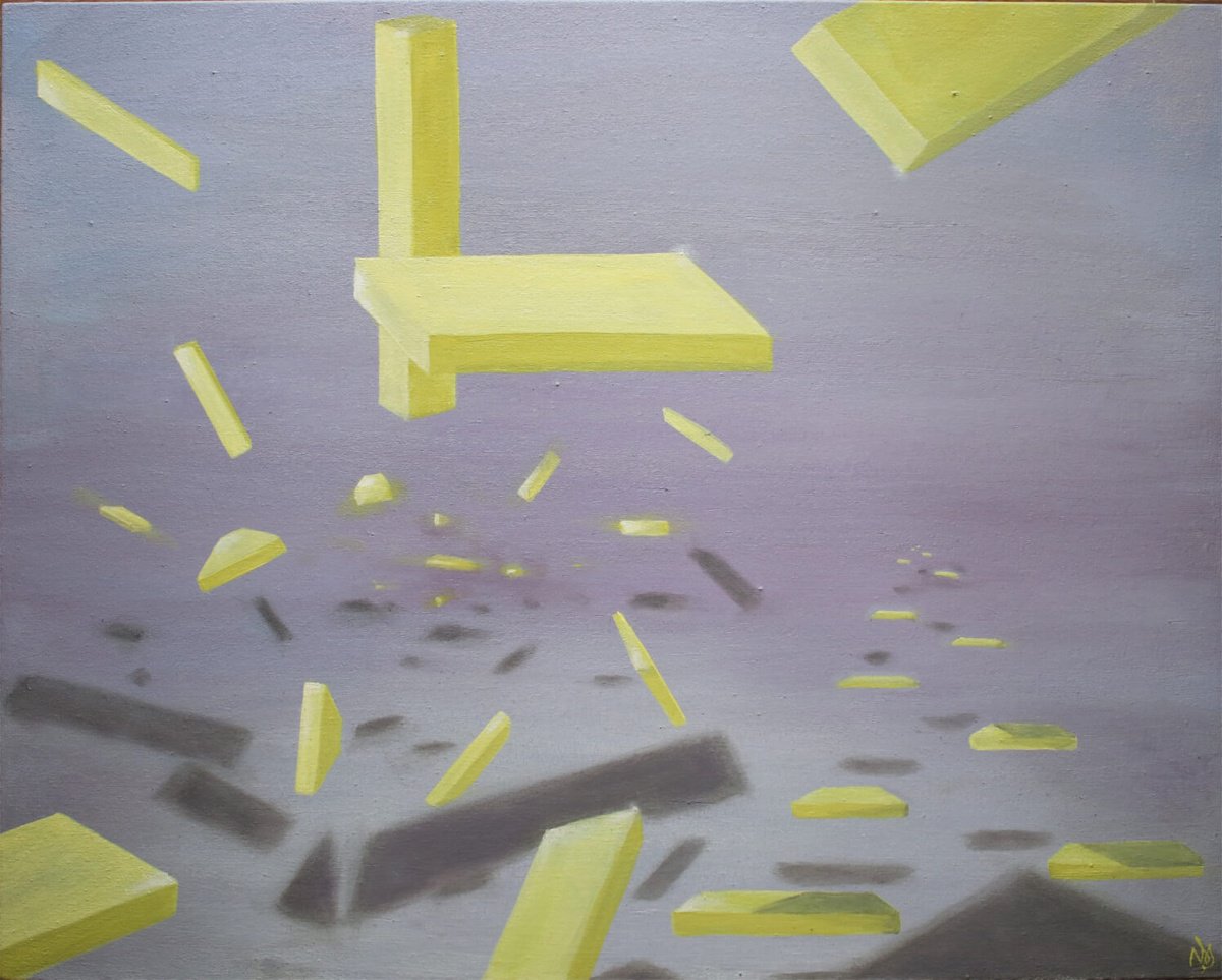 Surrealistic Abstract Oil Painting By Vanessa T Stefanova, 20 X 16", Time, Again., Original Artwork