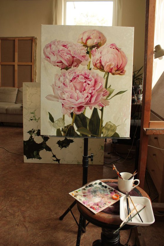 pink peonies