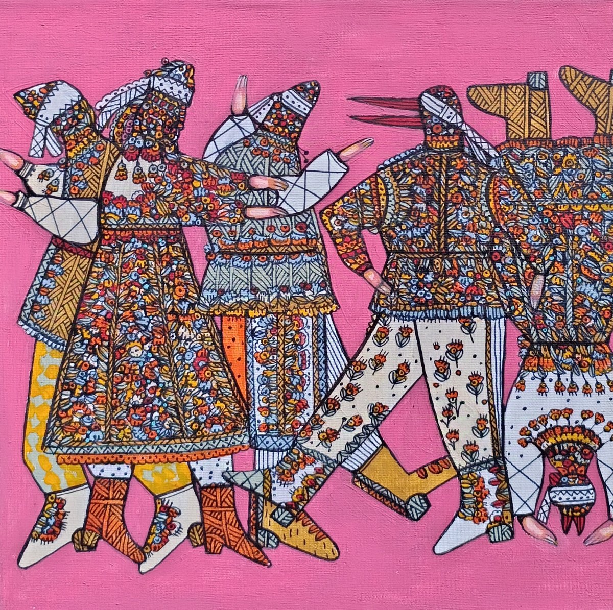 Impressionistic Animal Acrylic Painting By Tetiana Osadchuk, 12 X 12", In Search Of Ourselves, Original Artwork