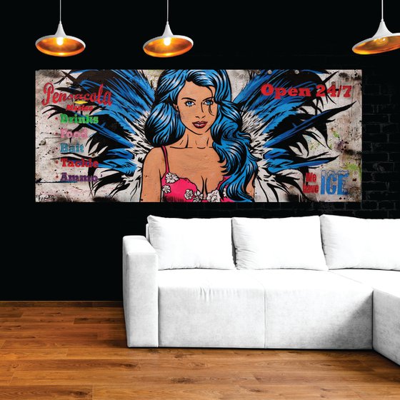 Angelic 210cm x 86cm Angel Urban Pop Art Recycled Timber Pallet