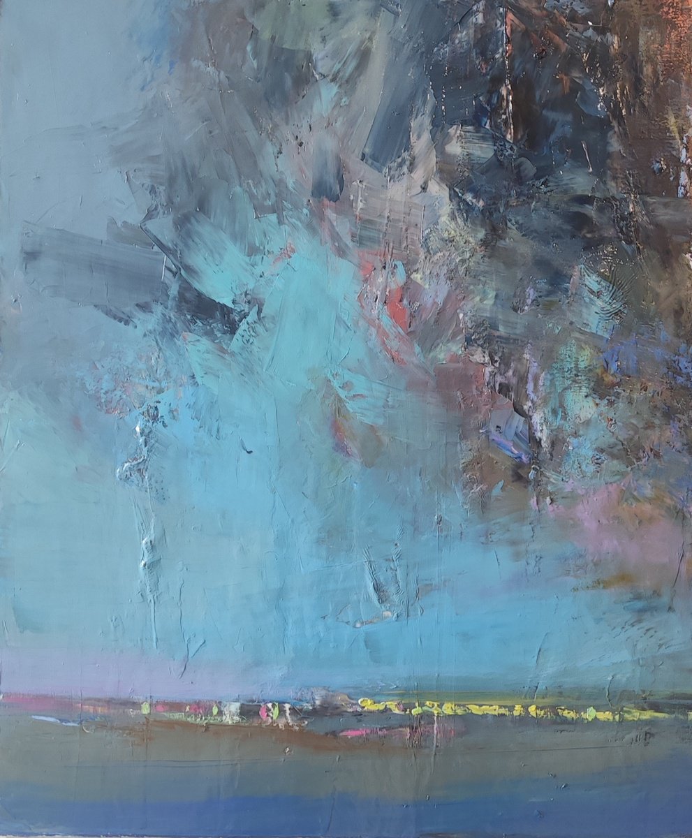 Abstract Landscape Oil Painting By Viktoria Shvoren, 20 X 24", Night, Original Artwork