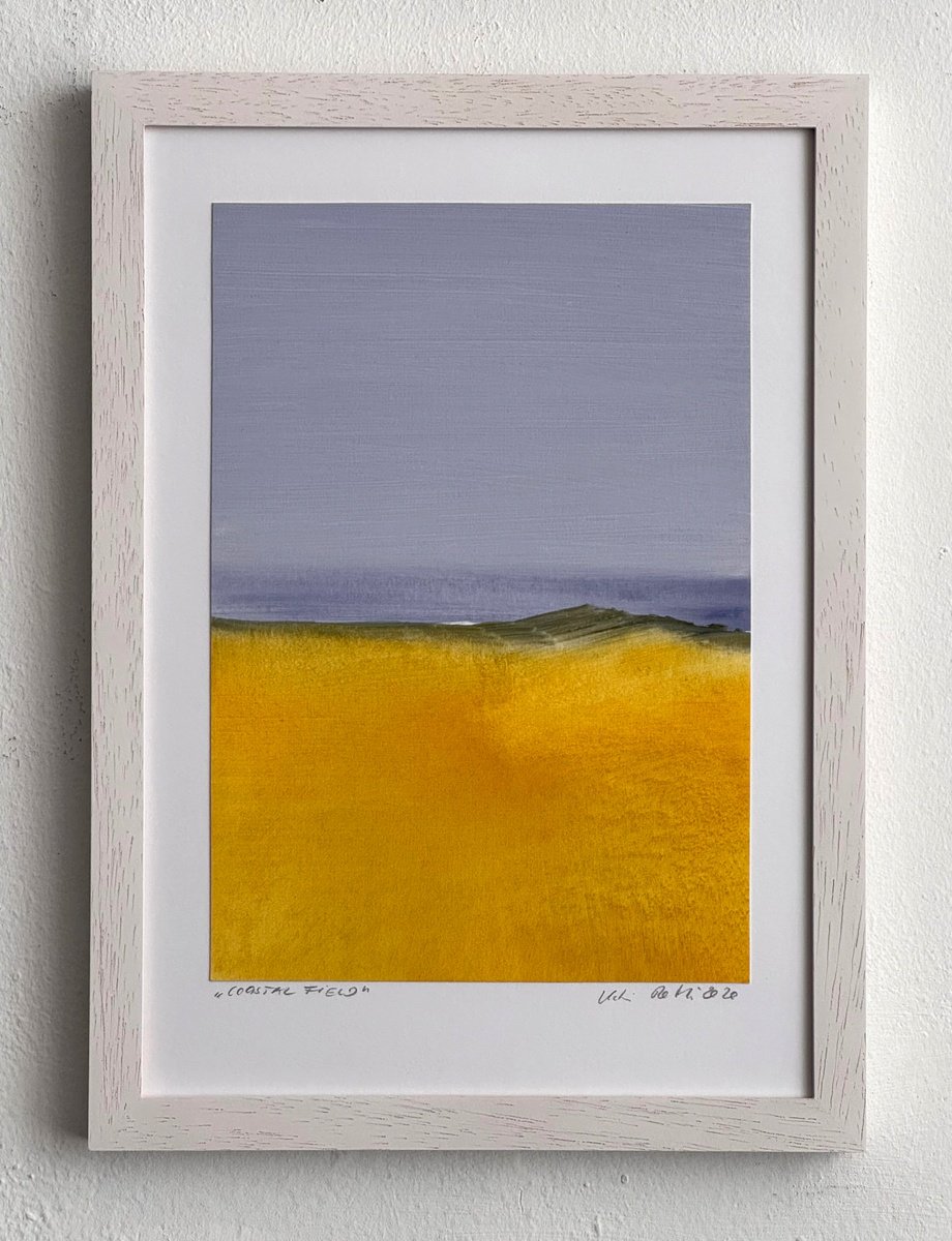 Organic Landscape Oil Painting By Katrin Roth, 8 X 12", Coastal Field, Original Artwork