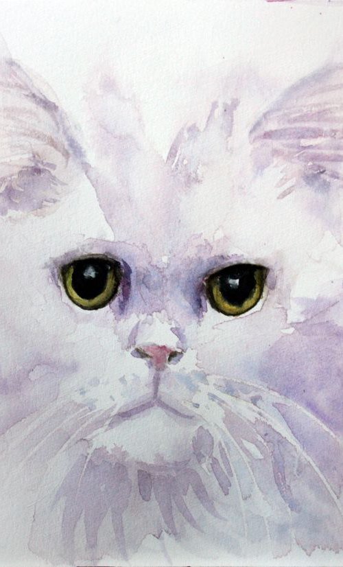 Cat portrait I  / Persian /  ORIGINAL PAINTING by Salana Art Gallery