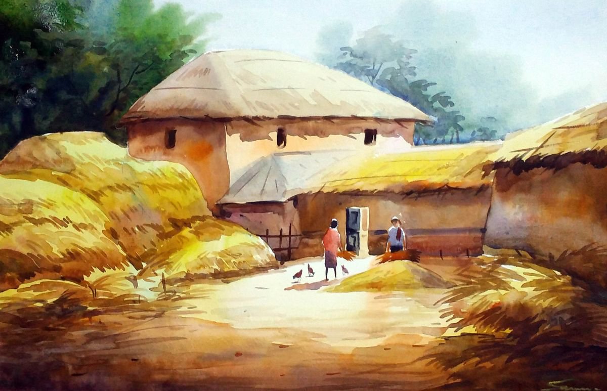 Harvest Time at Village by Samiran Sarkar