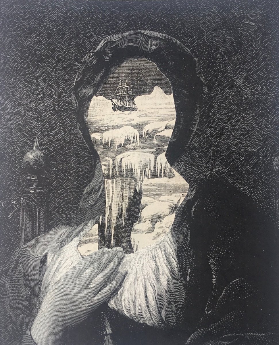 Surrealistic Portrait Collage By Tudor Evans, 6 X 7", An Arctic Ship, Original Artwork