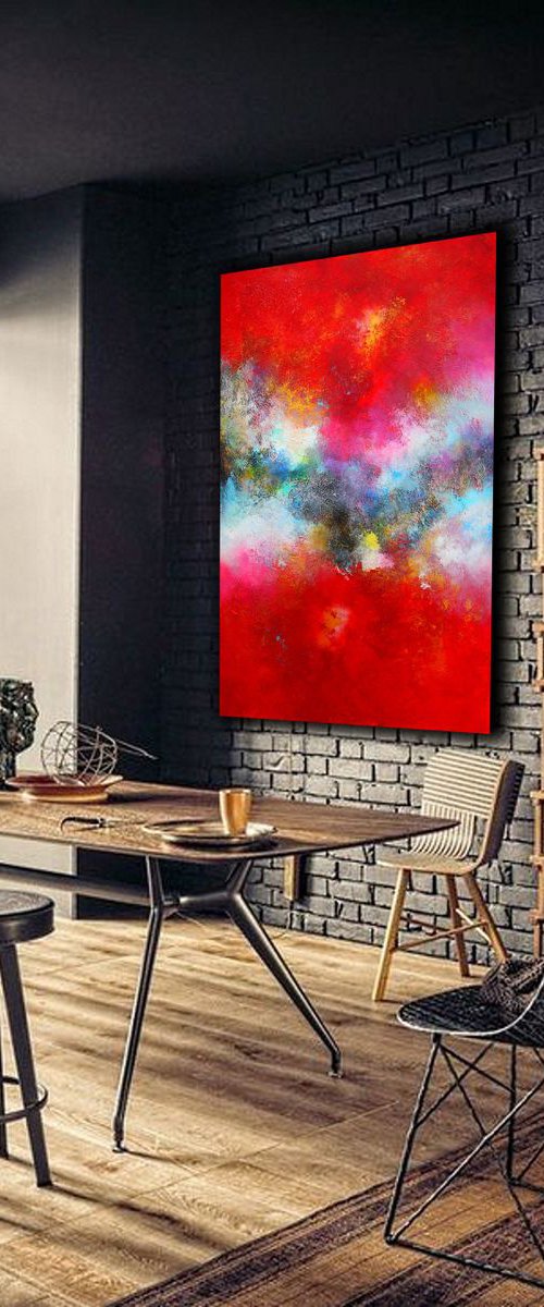 150x100cm. / extra large painting / Alex Senchenko © 2018 / Red Fog by Alex Senchenko
