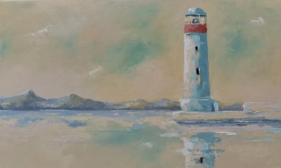 Lighthouse oil painting. Oil on canvas art