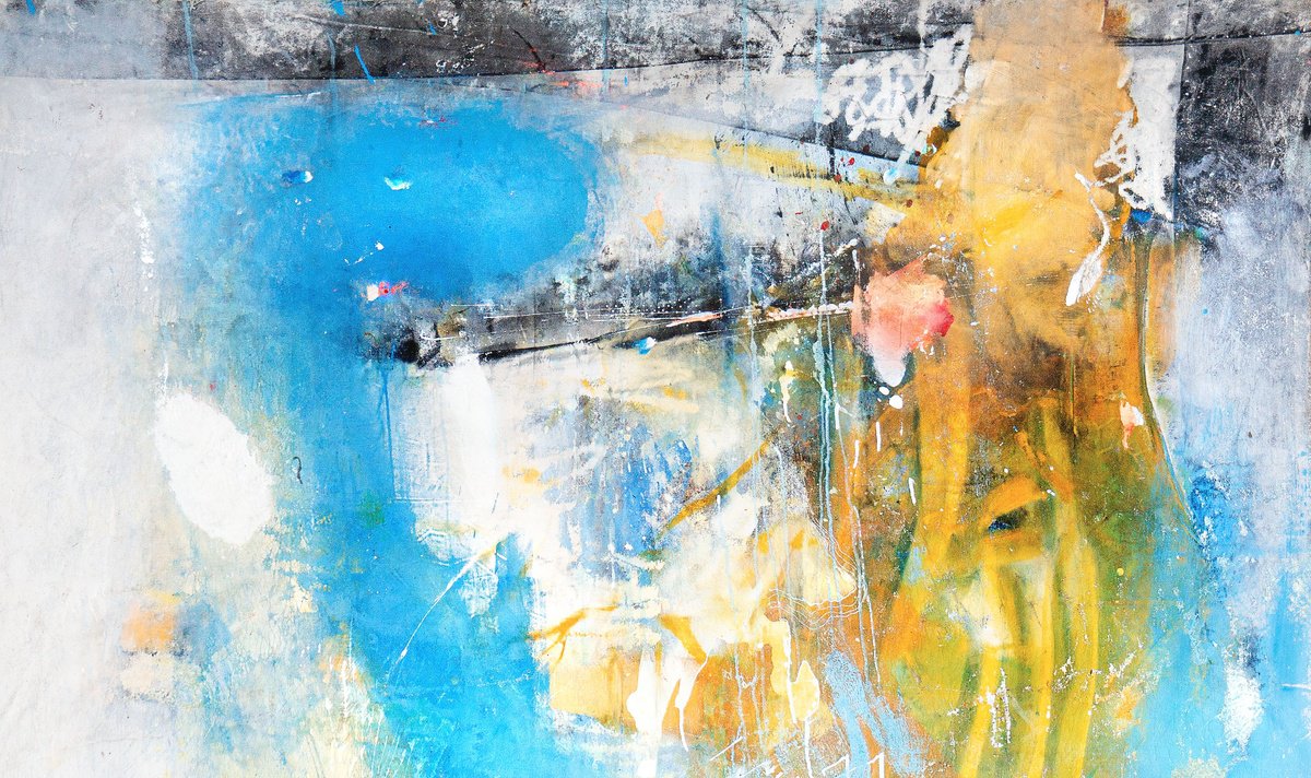 Organic Abstract Acrylic Painting By Adriano Ribeiro, 63 X 37, Adagiati, Original Artwork