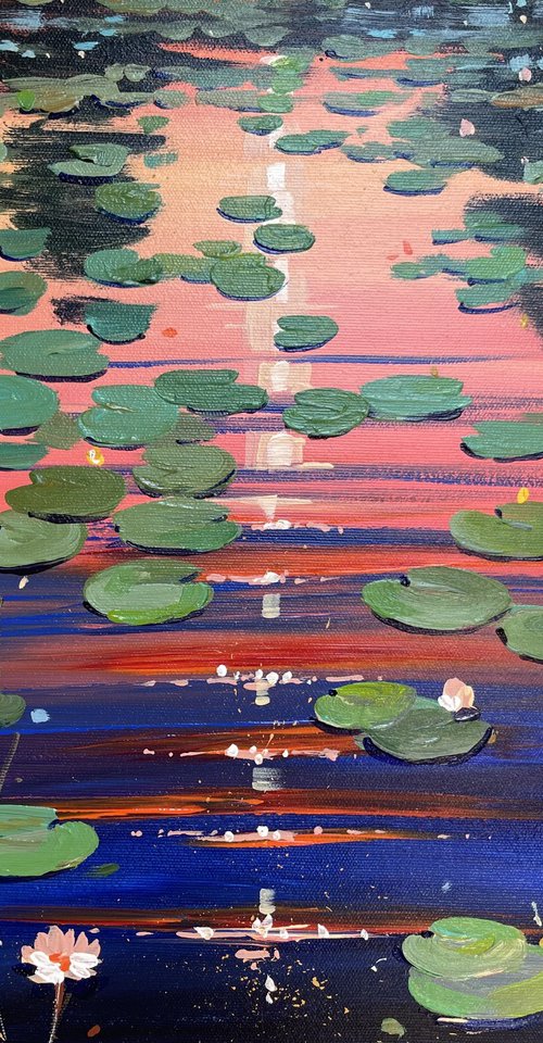 Water lilies. Sunset by Yevheniia Salamatina