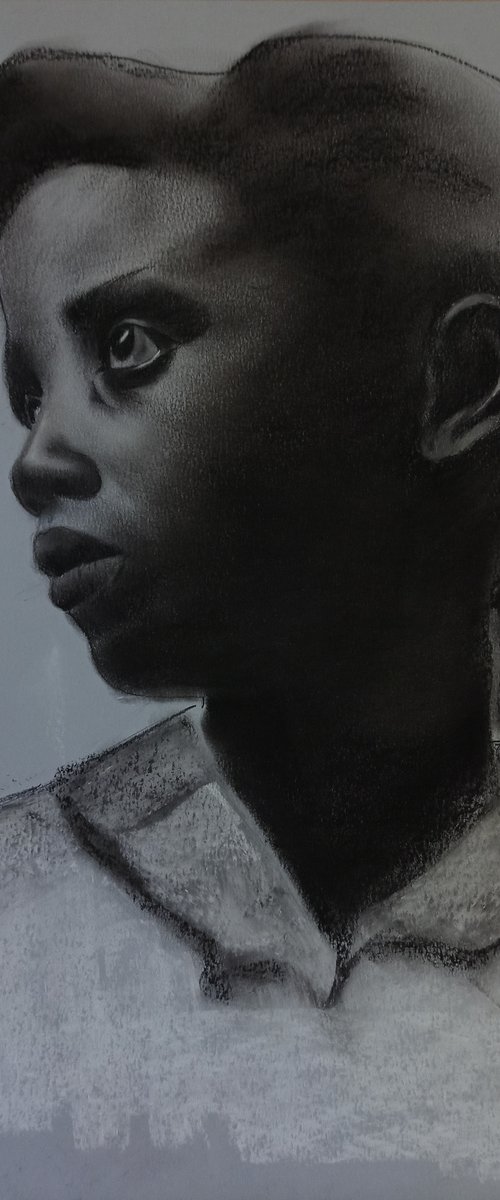 Study- portrait charcoal-#1 by Laura Muolo