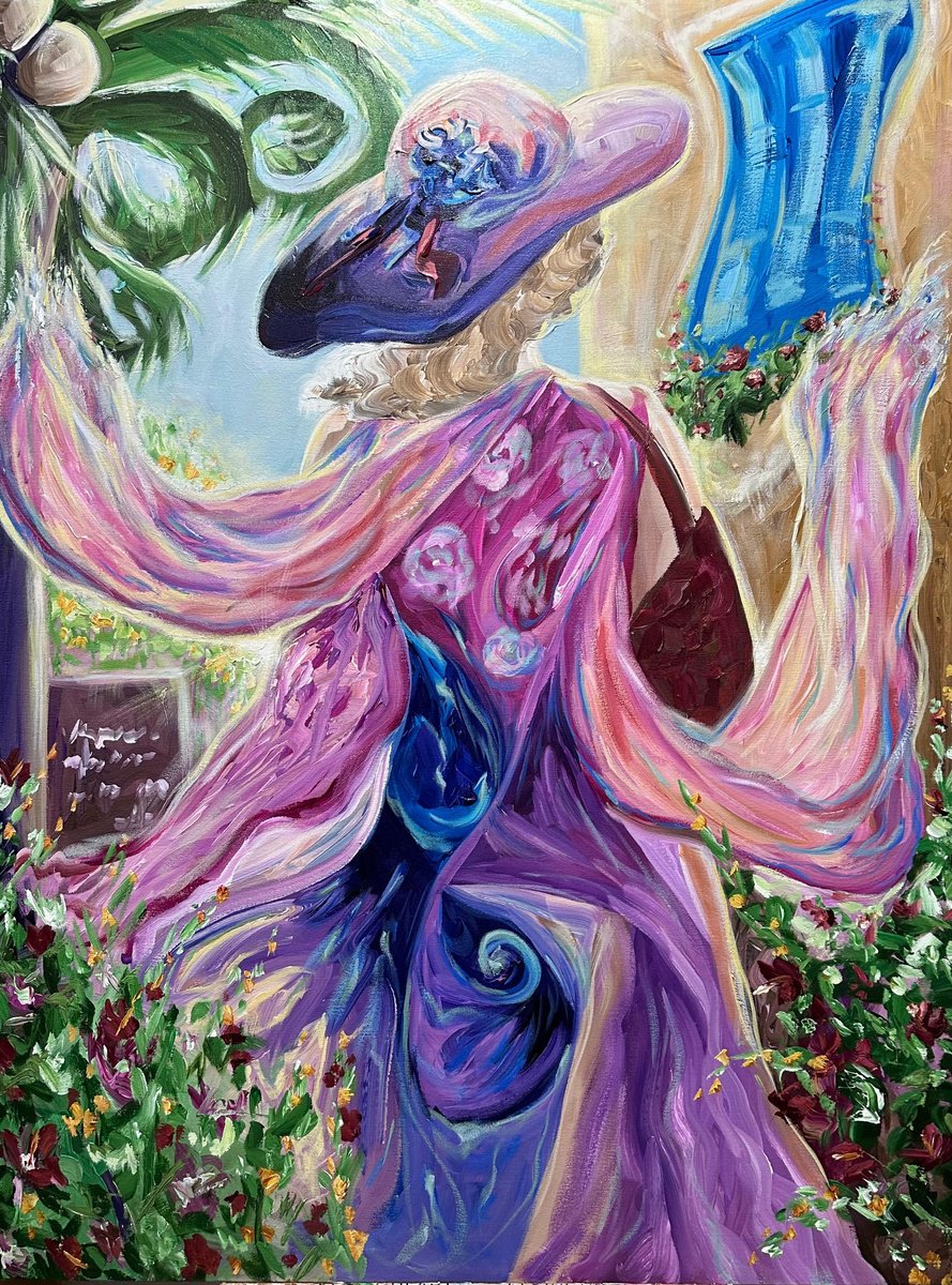 Photorealistic Portrait Acrylic Painting By Elena Adele Dmitrenko, 36 X 48, Walk To Paradise, Original Artwork