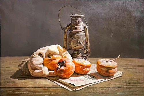 Still life:kerosene burner and persimmons by Kunlong Wang