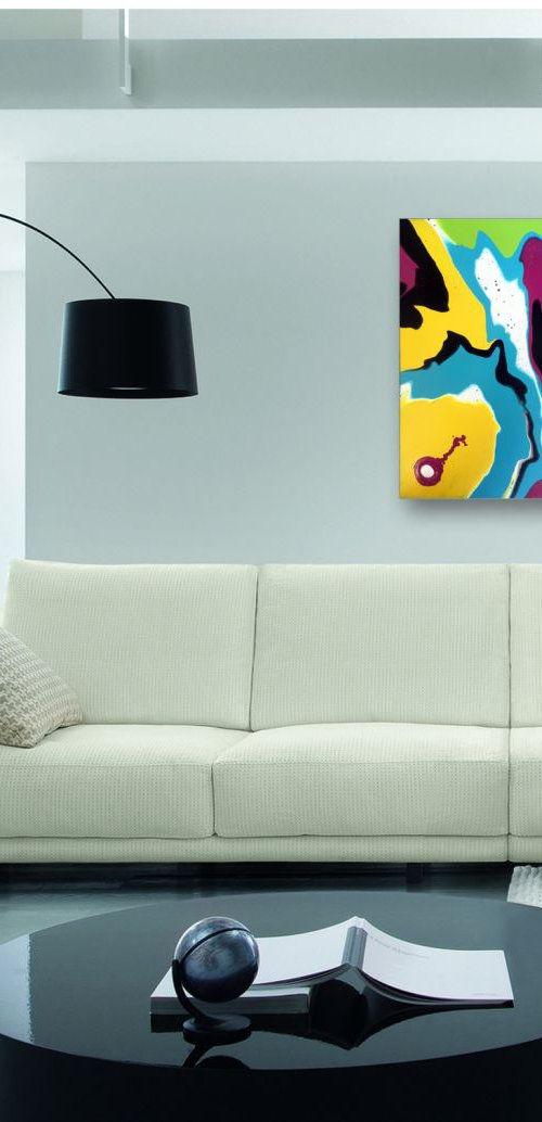 "KAPOW!" - Free Worldwide Shipping - Original Abstract PMS Acrylic Painting, 18 x 24 inches by Preston M. Smith (PMS)