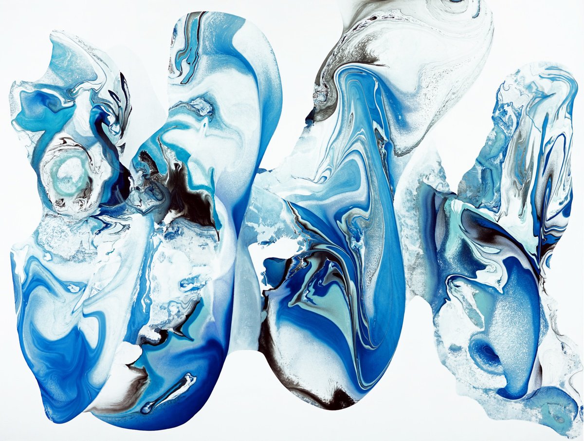 Abstract Oil Painting By Fintan Whelan, 79 X 59, Water Dance Ii Venice, Original Artwork