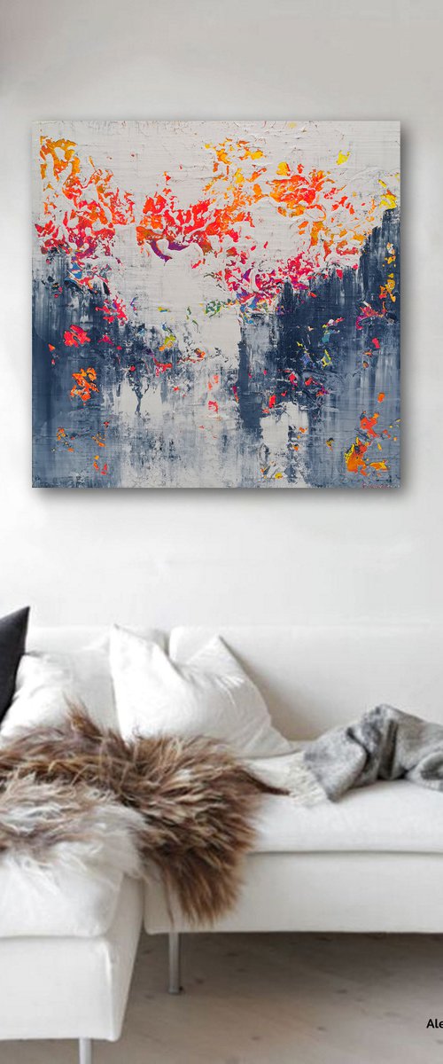 100x100cm. / abstract painting / Abstract 1232 by Alex Senchenko