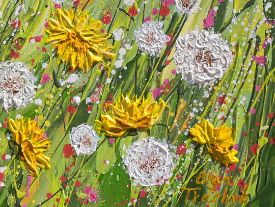 Dandelions - Spring Flower Field Painting
