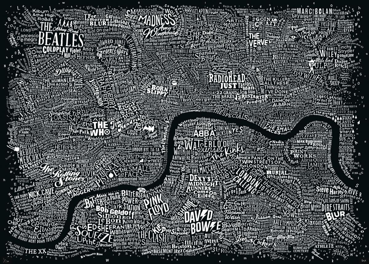 Music Map Of London (Black) by Dex