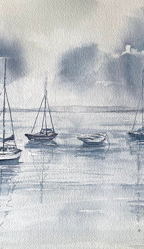 Boats on a Gray Morning by Arti Chauhan