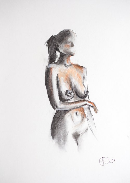 Nude in charcoal. 14. Black and white minimalistic female girl beauty body positive by Sasha Romm