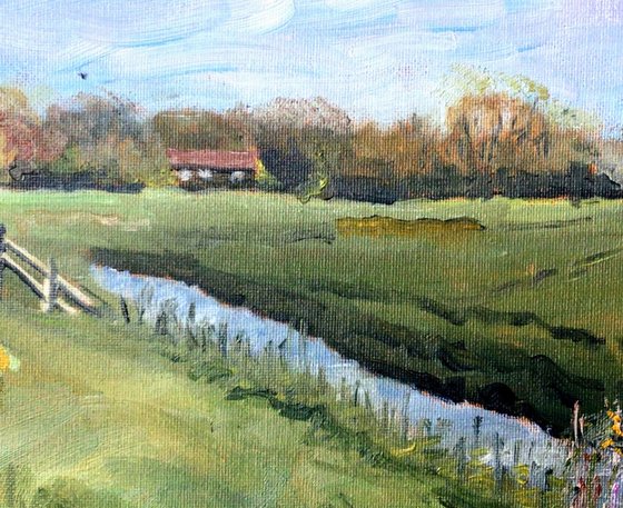 Kentish meadows in the sunshine. An original oil painting.