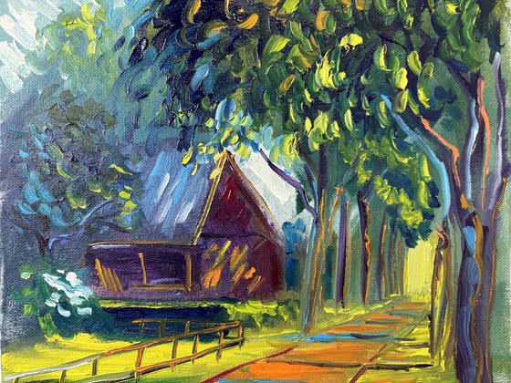 Dutch Countryside Alley at Sunset
