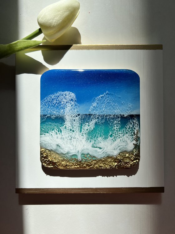 "Little wave" #11 - Miniature square painting