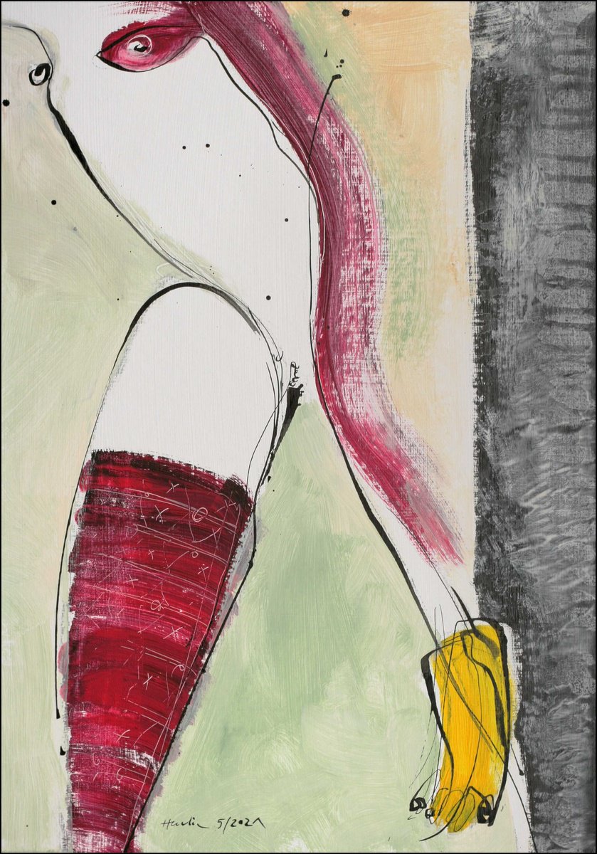 Portrait Acrylic Painting By Jiri Havlik, 14 X 20, Eva, Original Artwork