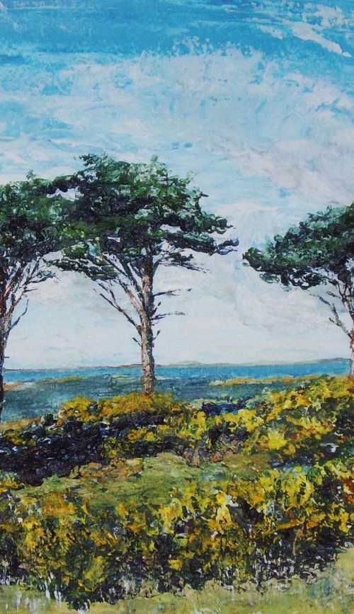 Pines, Sheep and Gorse, Sky Hill - Isle of Man by Max Aitken
