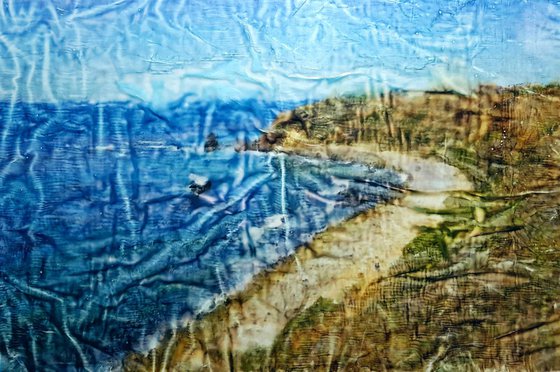 Costa dei trabocchi (n.302) - 87 x 58 x 2,50 cm - ready to hang - mix media painting on stretched canvas