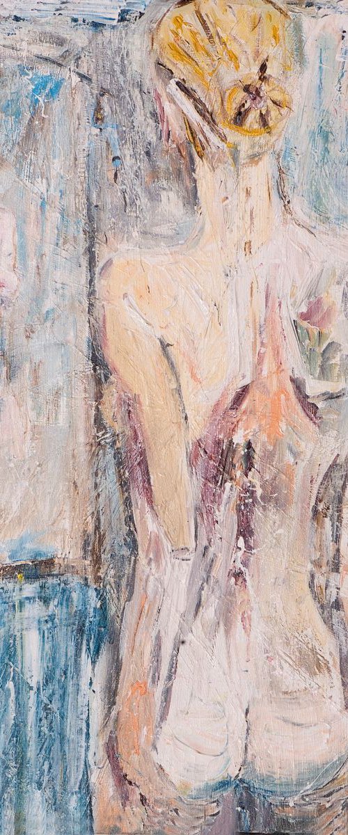 Nude: The mirror 60 x 80 x 4 cm. Female nude backside by Oswin Gesselli