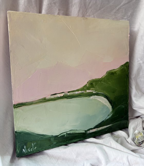 Minimal pastel coastal lagoon