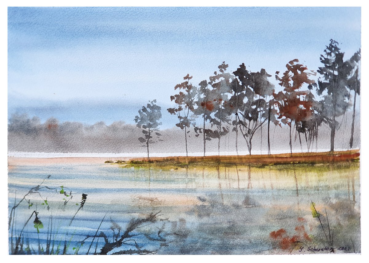 Impressionistic Landscape Watercolour By Yulia Schuster, 11 X 8", Wonderful Moment, Original Artwork