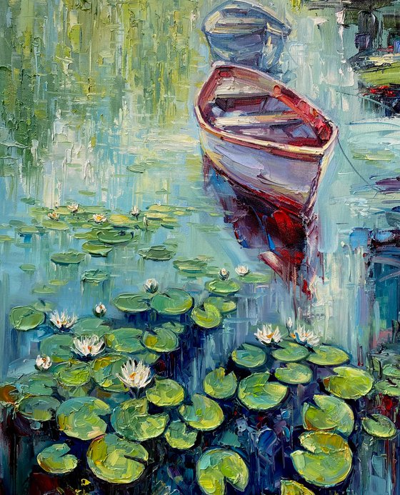 "Water-Lilies"original oil painting by Artem Grunyka