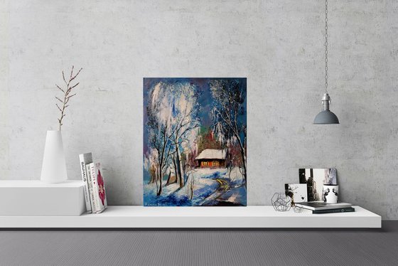 " winter landscape " - 40 x 50cm Original Oil Painting Christmas Gift