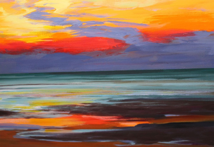 Sunset Beach Acrylic painting by Sandra Francis | Artfinder