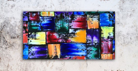 "Serendipity" - FREE USA SHIPPING + Special Price - Original PMS Oil Painting On Recycled Wood - 29 x 15 inches