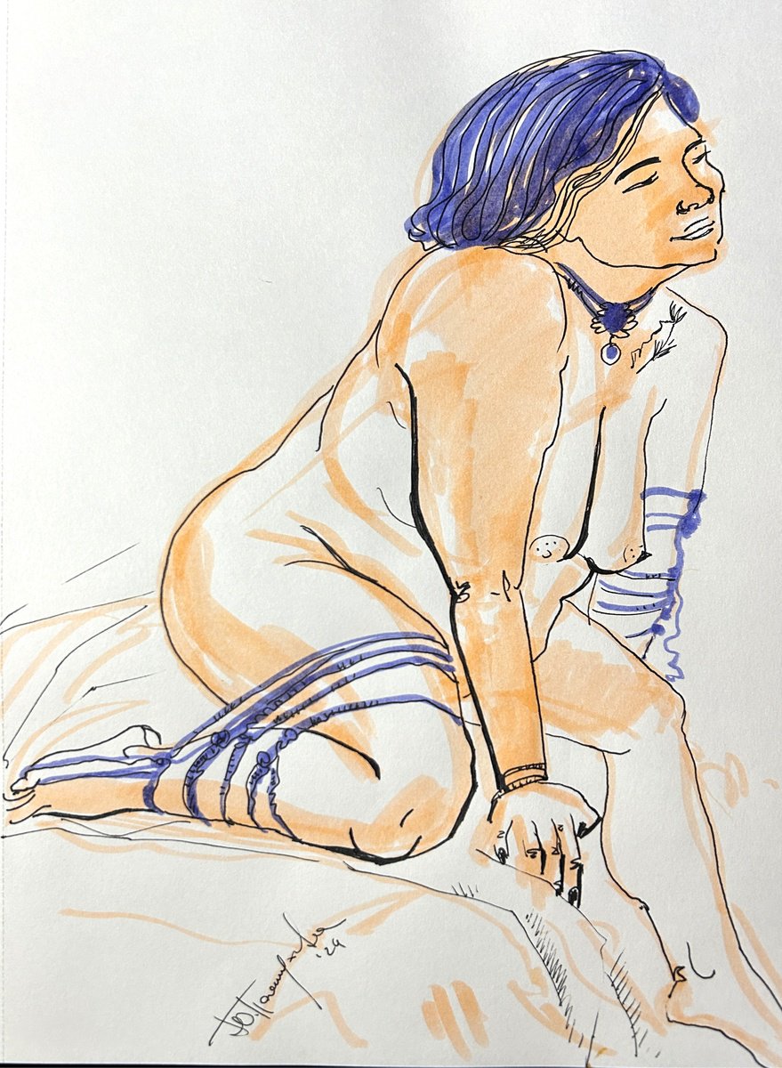 Illustrative Portrait Drawing By Yuliia Pastukhova, 8 X 11", The Master Of Shibari, Original Artwork