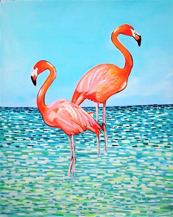 Flamingos  / 110 x 90 x 0.1 cm