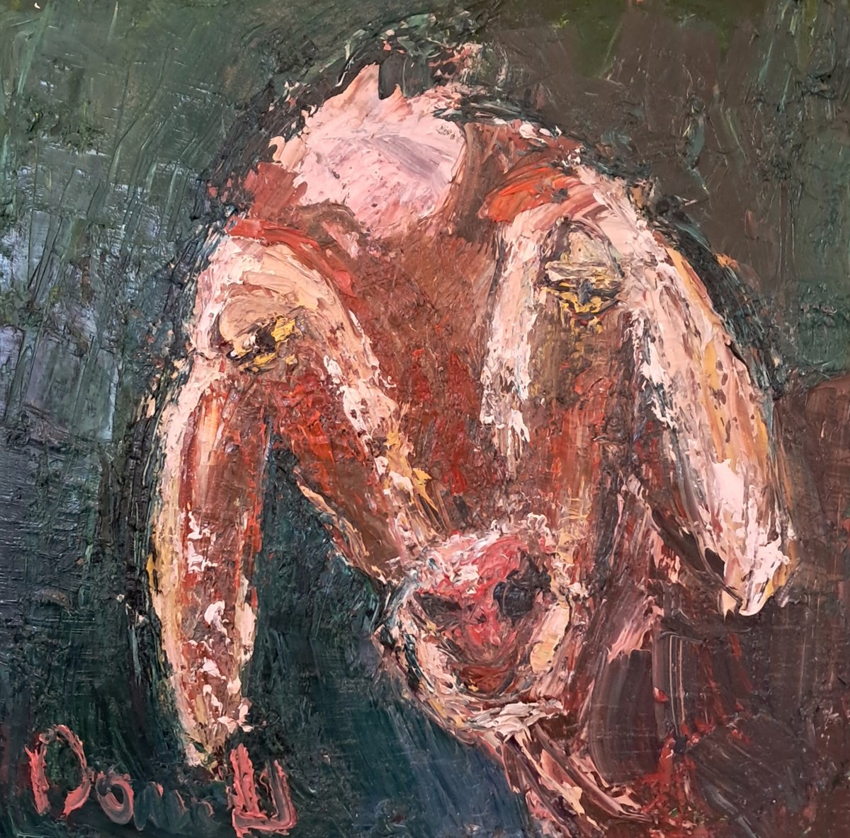 Impressionistic Animal Oil Painting By Deborah Donnelly, 24 X 24, The Kid, Original Artwork