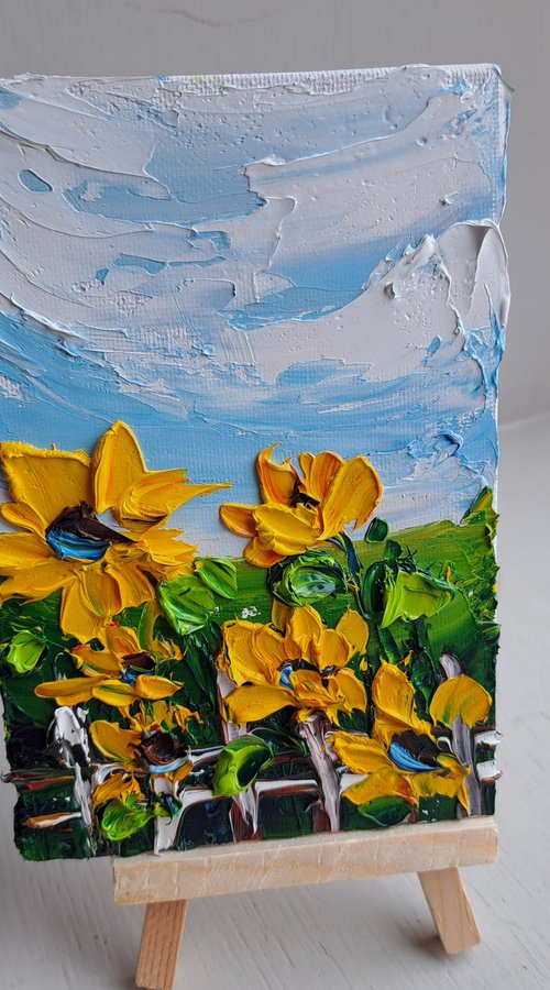 Sunflower mini painting by Oksana Fedorova