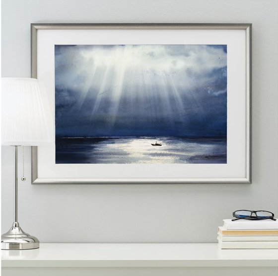 The Calm After the Storm - seascape - sunlight - sea and sky - seascapes - ocean - clouds - skyline