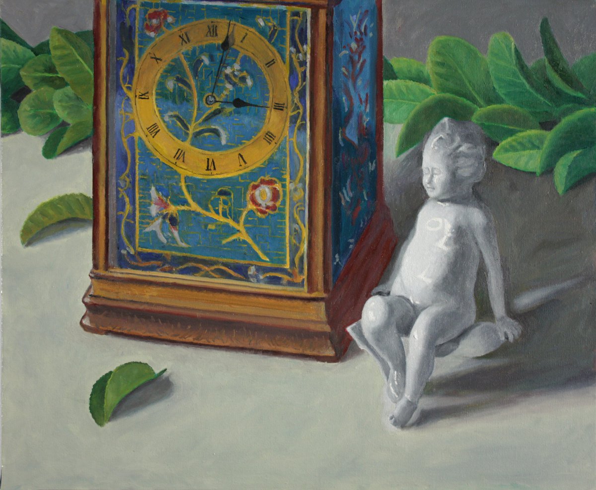 Cherub and Clock by Douglas Newton