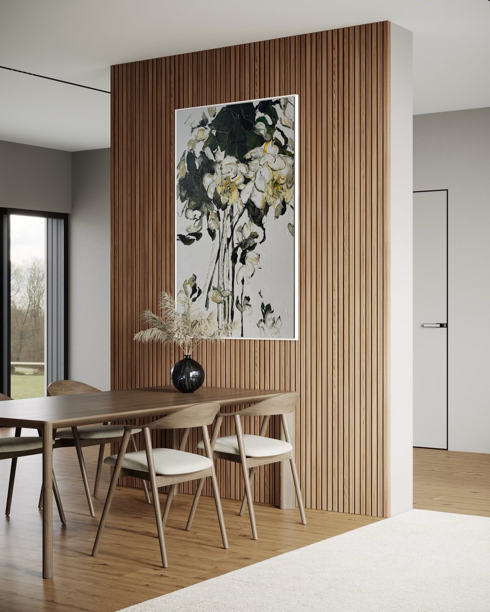 Impressionistic Botanical Acrylic Painting By Tetiana Hutsul, 37 X 61", Burn Me Beautiful, Original Artwork