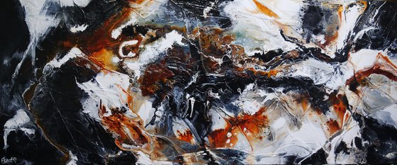 Radioactive Oxide 240cm x 100cm Black Brown White Textured Abstract Art