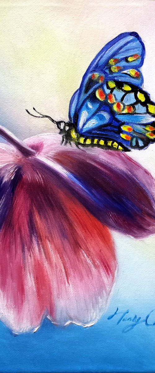 Butterfly with Flower by Henry Cao